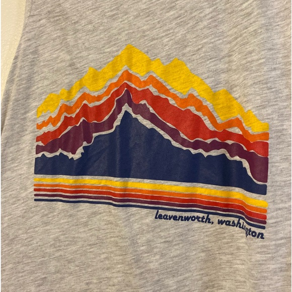 Designed and made in Leavenworth, Wa colorful mountain logo racer back tank top - Picture 2 of 5